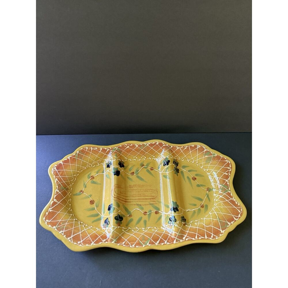 Douche Provence Cedre Rouge 3 Section Relish Dish Tuscan Cottagecore Farmhouse